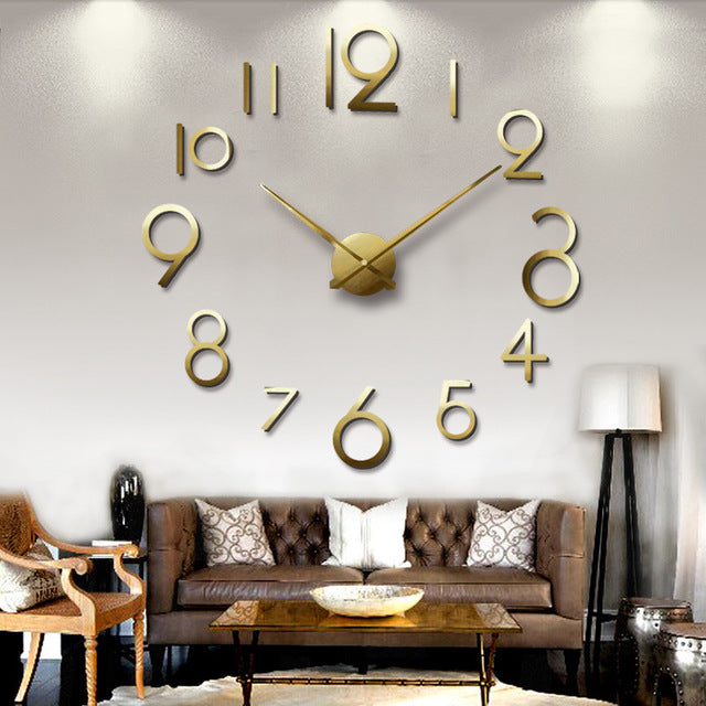 Creative Personality Simple Fashion Wall Clock 3d Acrylic Mirror Wall Stickers Clock Living Room Diy Wall Clock