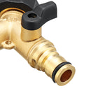 3/4" Brass 2 Way Hose Manifold Quick Connector Nozzle Y-Type Tap Water Splitter Garden Faucet Watering Pipe Adapter