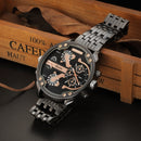OULM 3548 Unique Design Full Steel Men Wrist Watch Three Time Zones Quartz Watches