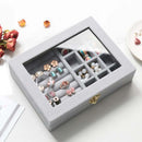 5 Colors Dual-Lock Ring Earring Jewelry Box Flannel Material Storage Box Dressing Table