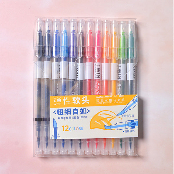Elastic Double-Head Brush Water Marker Pen Art Hand Account Student Soft Brush