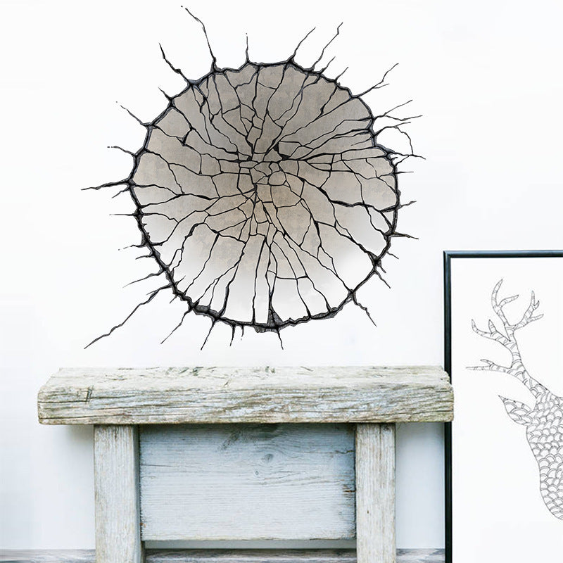 Miico Creative 3D Round Broken Wall PVC Removable Home Room Decorative Wall Door Decor Sticker