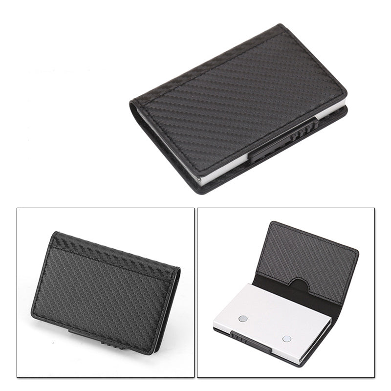 RFID X-37 Portable Anti-degassing Business Card Holder Wallet Leather Name Card Case ID Credit Card Storage Box