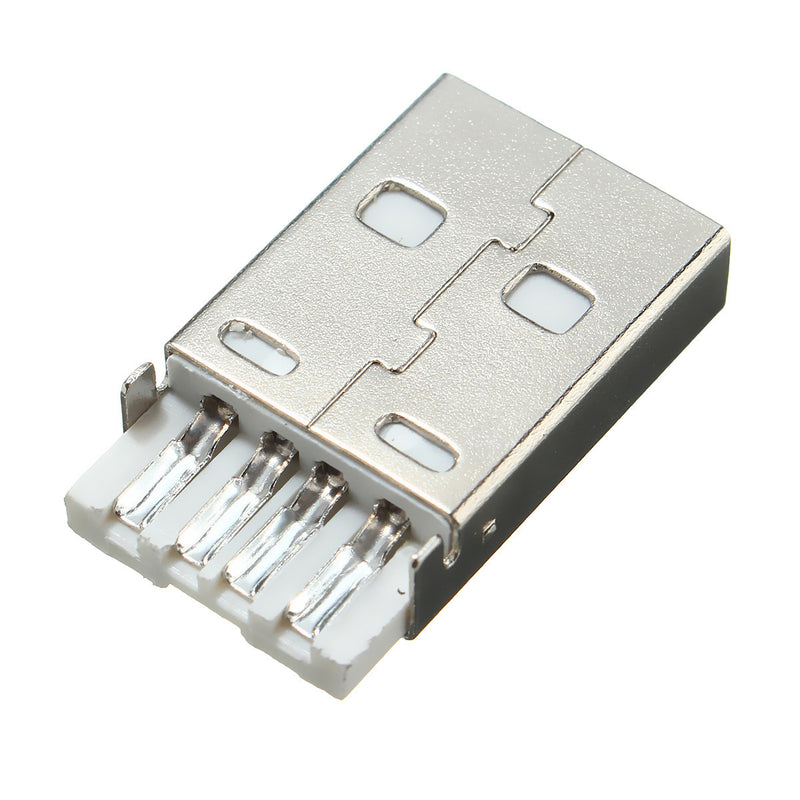10Pcs USB 2.0 Connector Type A Plug 4-pin Male Adapter Solder Connector With Black Plastic Cover
