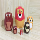 6PCS/Set Cute Wooden Animal Paint Nesting Dolls Decorations Russian Doll Matryoshka Hand Paint Toys