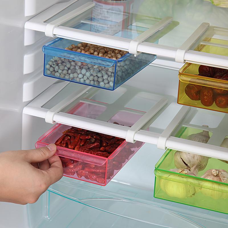Slide Kitchen Fridge Freezer Space Saver Refrigerator Storage Rack Shelf Multifunction Storage Tools