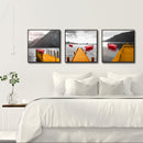 Miico Hand Painted Three Combination Decorative Paintings Red Boat Wall Art For Home Decoration