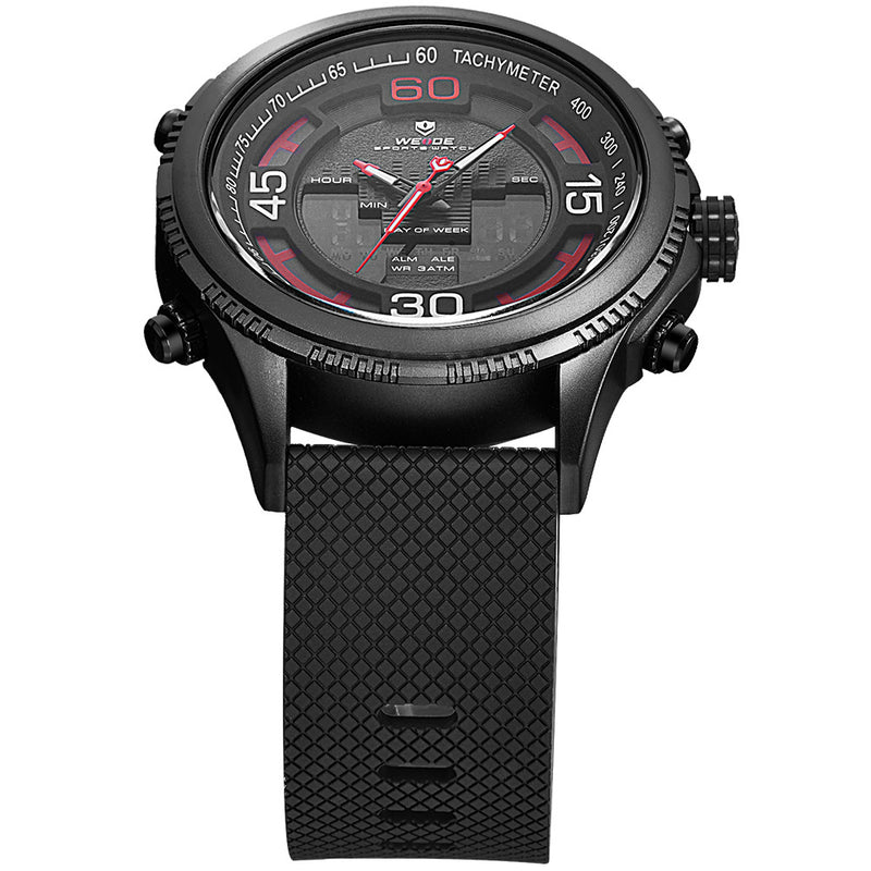 WEIDE 6306 Dual Display Digital Watch Cosy Silicone Strap Alarm Calendar Luminous Sport Watch