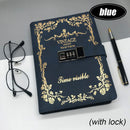 A5 retro with lock password lock girl diary hand account book PU fabric printing diary book logo fashion notebook