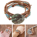 Bohemian Stone Crystal Bangle Healing Bead Pendant Chain Bracelet Jewelry Unisex