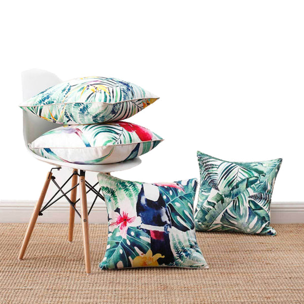 COMO LIVING Tropical Rainforest Hand-painted Pillow Cotton Cushion Flowers Floral Pillow For Sofa Chair
