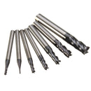 7pcs 1-8mm 4 Flutes Tungsten Carbide End Mill Set Straight Shank End Mill Cutter CNC Tool