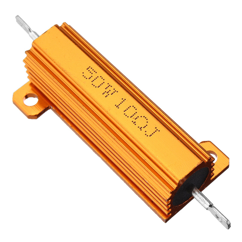 20pcs RX24 50W 10R 10RJ Metal Aluminum Case High Power Resistor Golden Metal Shell Case Heatsink Resistance Resistor