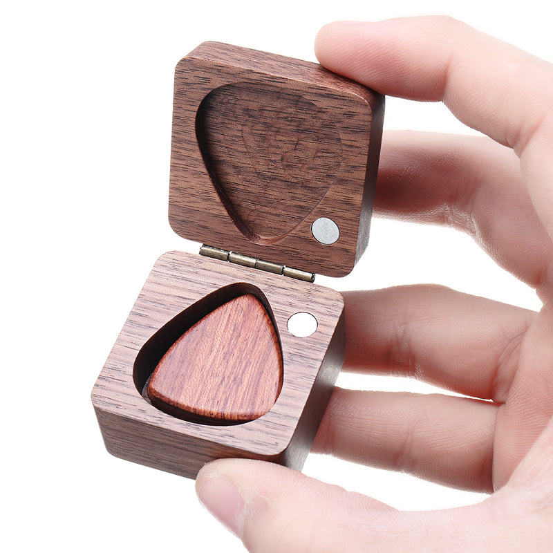3 Pcs Wooden Heart-shaped Guitar Picks with Wooden Box