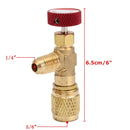 R410A AC Copper Flow Control Valve Adapter 1/4 to 5/16 for Refrigerant Charging Hose