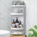 Rotary Triangle Shelf Dustproof Antibacterial Storage Rack Wall Corner for Bathroom Kitchen Bedroom Grey/White