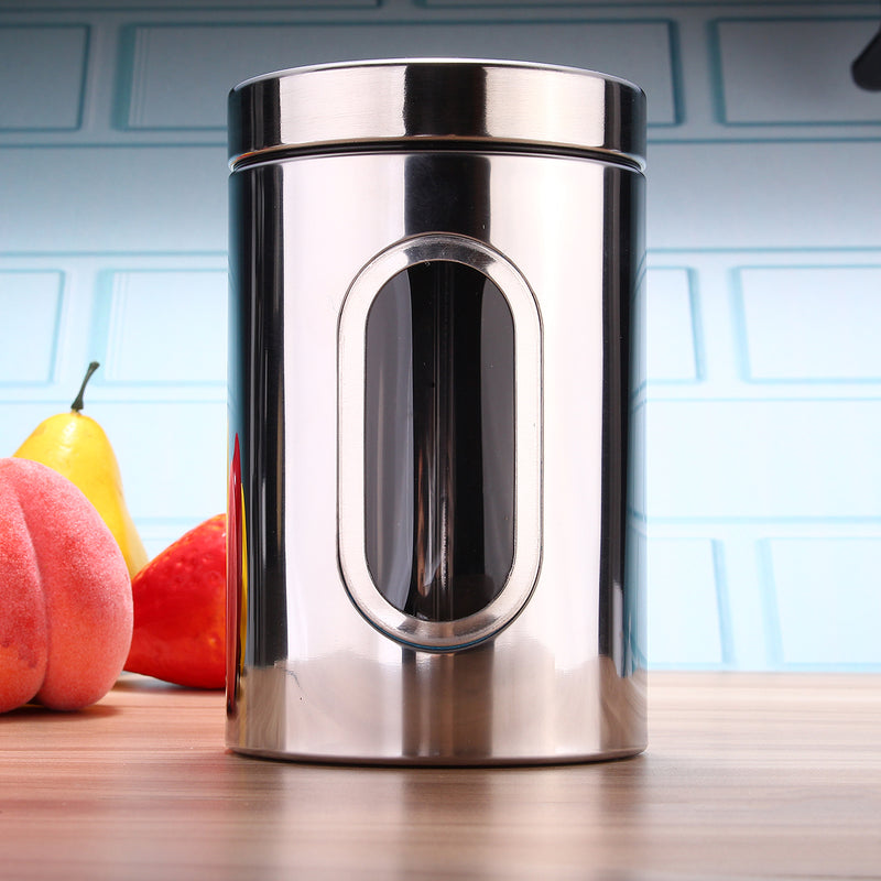 3Pcs Stainless Steel Tea Coffee Sugar Canisters Kitchen Storage Container