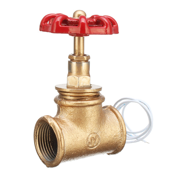 Vintage Steampunk 3/4'' Stop Valve Light Switch Red Handle W/ Wire For Pipe Lamp