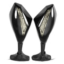 Pair Motorcycle LED Arrow Turn Signal Rear View Mirrors For Honda/Suzuki/Kawasaki/Yamaha