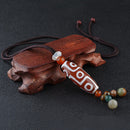 Unisex Vintage Tibetan Beads Nine Eye Agate Pendant Necklaces Simple Style Necklace