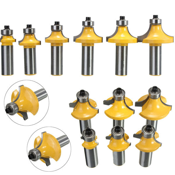6pcs 1/2 Inch Shank Round Over Router Bit Set Tungsten Wood Working Tool