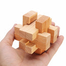 Kong Ming Lock Toys Children Kids Assembling 3D Puzzle Cube Challenge IQ Brain Wooden Toy
