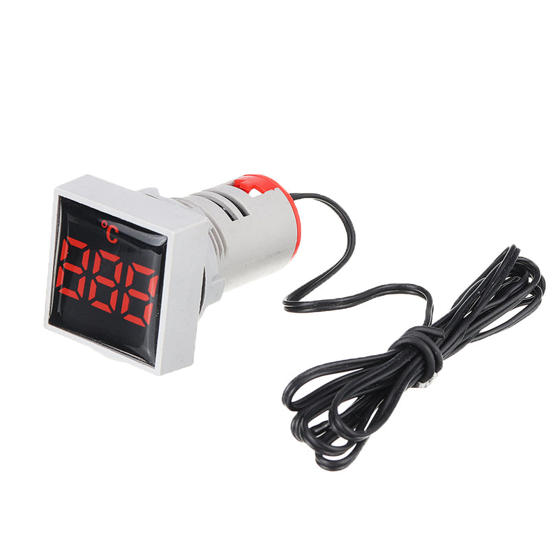 10pcs Mini Crystal Film Square Red LED Digital Thermometer Signal Light AC 50-380V 220V Temperature Meter Indicator Range -20-200 with 1m Sensor