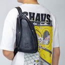 BULLCAPTAIN Men Leather Bag Crossbody Bag Outdoor Traveling Shoulder Bag Business Bag Chest Bag