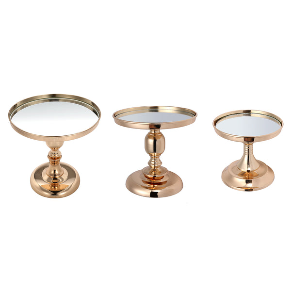 Gold Plated Mirror Cake Pan Stand Glass Round Wedding Display Pedestal 8 10 12 Inch
