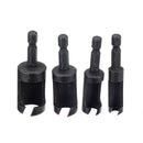 Drillpro 4pcs 6/10/13/16mm Hex Shank Woodworking Tenon Plug Hole Cutter Drill Bit Set