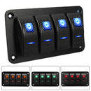 Universal 4 Gang LED Rocker Switch Panel Waterproof IP65 for 12V-24V RV Boat Yacht Marine