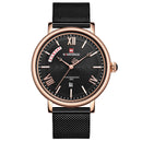 NAVIFORCE 3006 Waterproof Calendar Quartz Watch Mesh Steel Business Style Men Wrist Watch