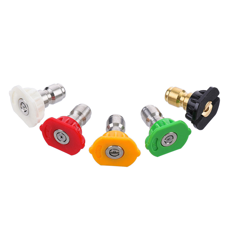 5pcs 2.0 GPM High Pressure Washer Spray Nozzle Tips with Connector 1/4 Inch Quick-connect 4500PSI 90 Rotary Connector