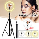 Portable Ring Light Tripod Stand Live Selfie Stick Holder USB Jack With Fill Light for Mobile Phones