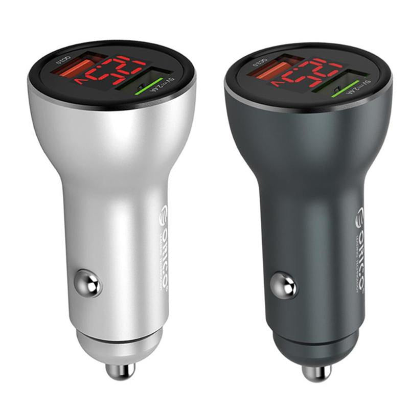 ORICO 30W Dual Ports QC3.0 LED Display Fast Charging USB Smart Car Charger For iPhone XS 11 Pro Huawei P30 Pro Mate 30 Xiaomi Mi9 9Pro