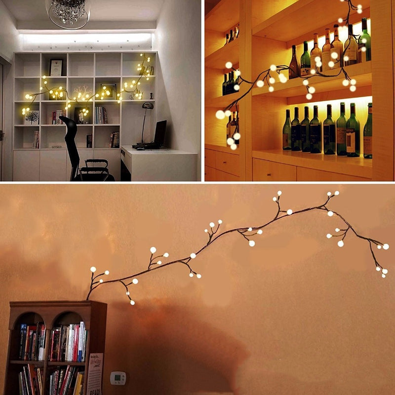 Tree Vine Lamp Copper Wire String Flexible LED Mains Socket Micro Silver Wire Copper Fairy String Light