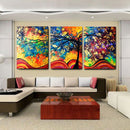 Miico Hand Painted Three Combination Decorative Paintings Money Tree Wall Art For Home Decoration