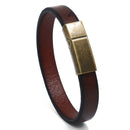 Simple Wild Leather Smooth Personality Lettering Stainless Steel Men's Bracelet
