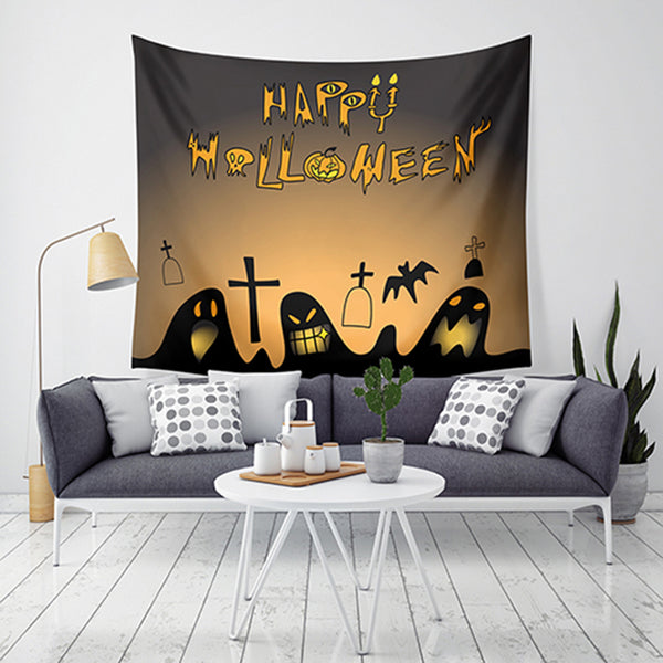 Loskii LWG5 Halloween Tapestry Pumpkin Print Wall Hanging Tapestry Art Home Decor Halloween Decorations