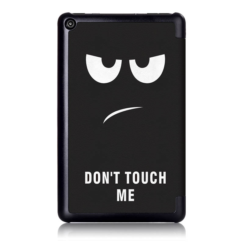 Tri-Fold Pringting Tablet Case Cover for New F ire HD 7 2019-Big Eyes