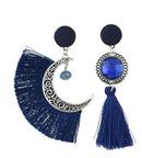 Ethnic Asymmetric Tassel Earring Bohemian Crystal Moon Drop Earrings Dangle Earrings for Women