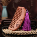 Wooden Comb Double-Sided Carving Peach Wood Comb Tassel Nanmu Mahogany Massage Hair Scalp Hair Care