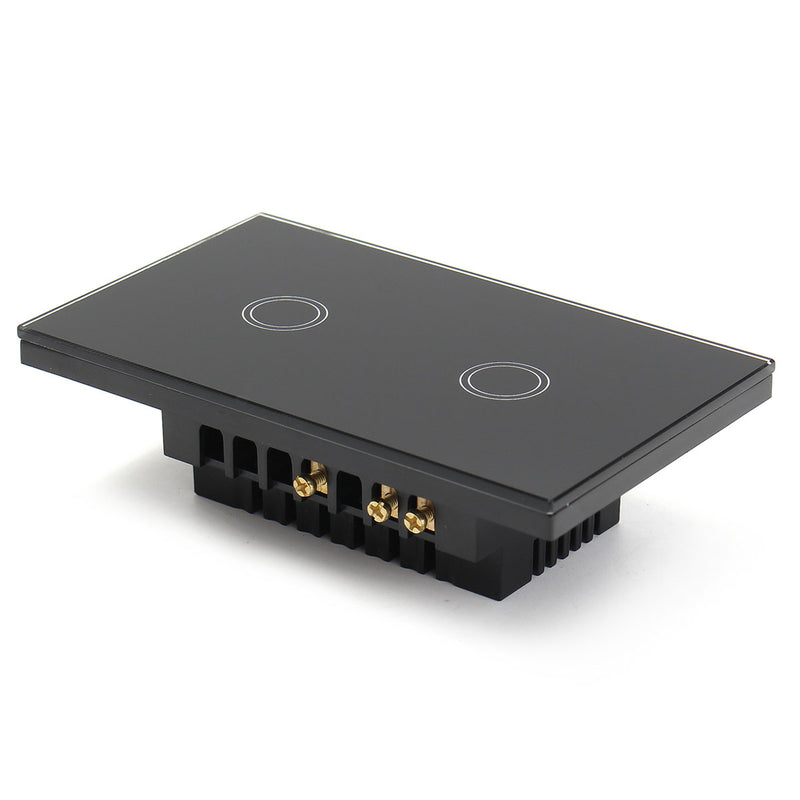 1 Way 2 Gang Crystal Glass Remote Panel Touch LED Light Switch Controller With Remote Control