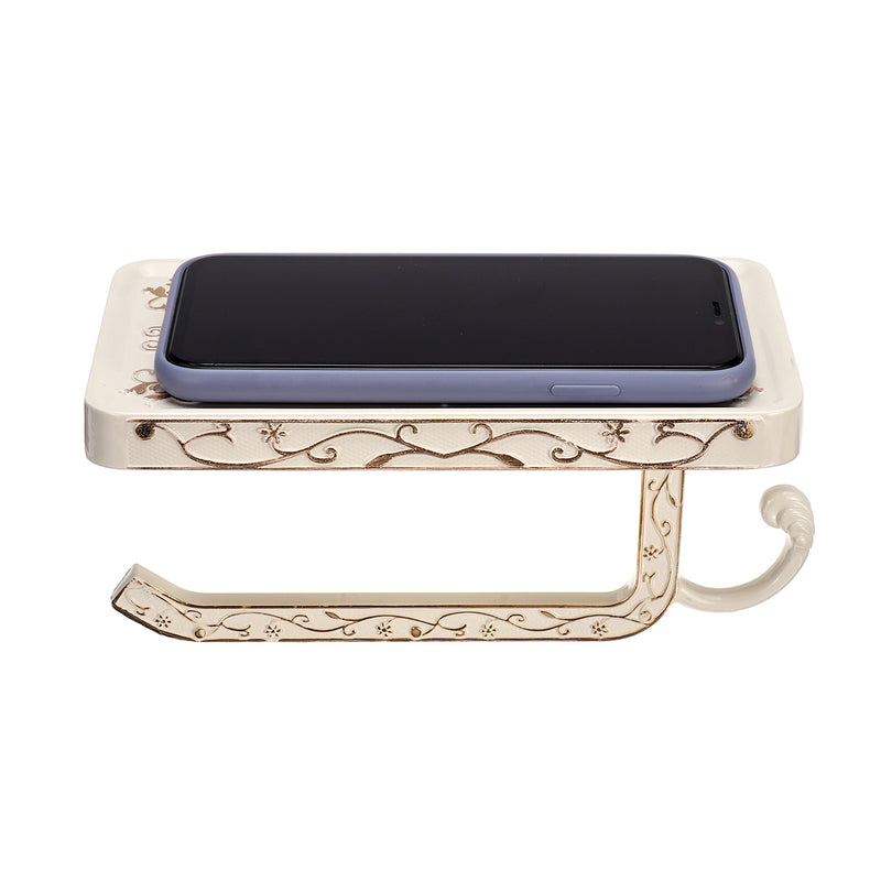 Bathroom Wall Mount Toilet Roll Paper Towel Holder Mobile Phone Storage Shelf