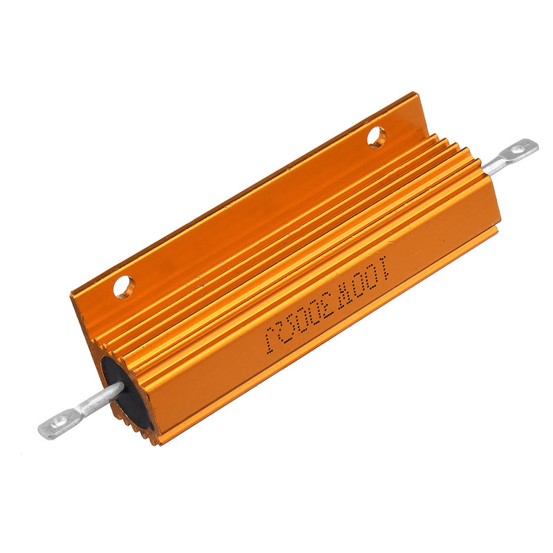 5pcs RX24 100W 300R 300RJ Metal Aluminum Case High Power Resistor Golden Metal Shell Case Heatsink Resistance Resistor