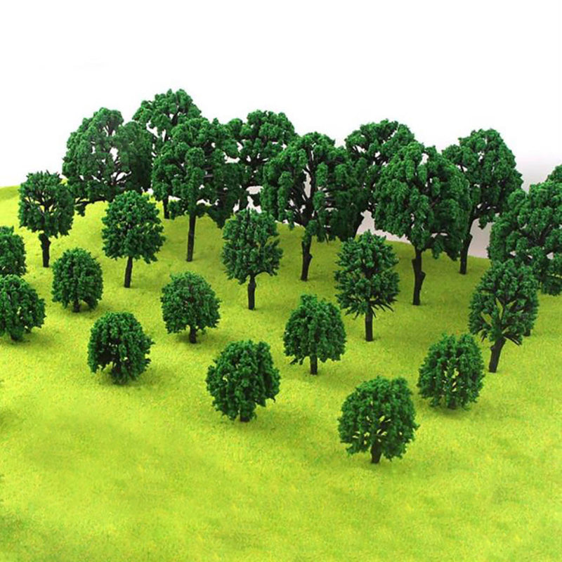 30/50Pcs Mini Green Trees Architecture Micro Landscape Scenery Railway Model Decorations