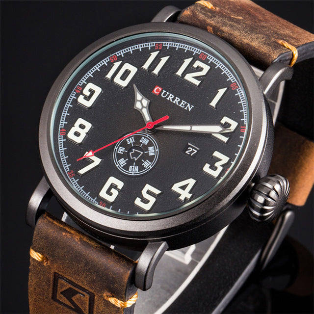 CURREN 8283 Calendar Casual Style Men Wristwatch Leather Strap Fashion Quartz Watch
