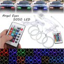 4PCS RGB 80MM Multi-Color 5050 Flash LED SMD 12V Angel Eyes and Remote Control