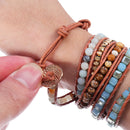 Bohemian Stone Crystal Bangle Healing Bead Pendant Chain Bracelet Jewelry Unisex