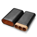 Genuine Leather 3 Count Tube Cedar Travel Holder Case Humidor Portable Protector Case